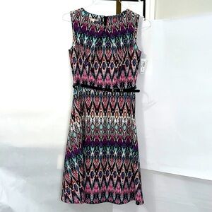 Dressbarn Women Signature Darby Sleeveless Pink Black Print Dress NWT Size 4